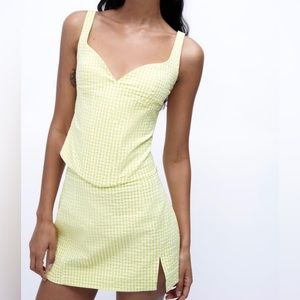 SETGingham corset&skort COORD SET